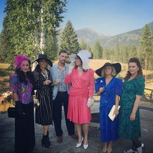 80’s VINTAGE! Royal blue suit and elastic dress.